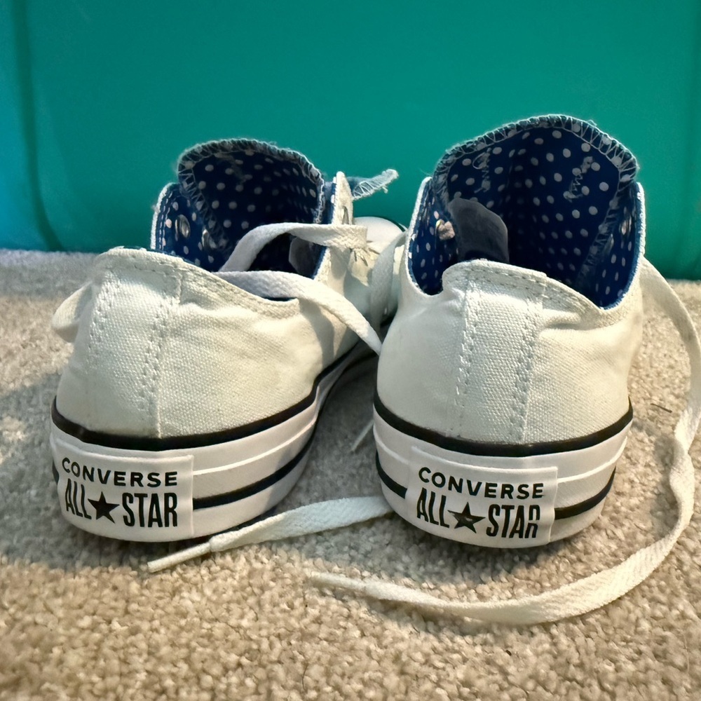 Converse White and Blue Low-Top Sneakers with Vulcanized Sole - Picture 6 of 7